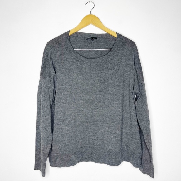 Eileen Fisher Gray Merino Wool Sweater Size Medium Boxy - Picture 2 of 7